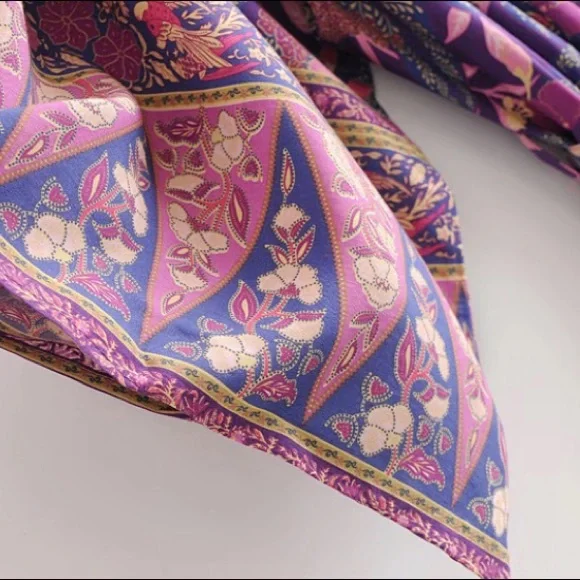 Boho Purple Floral Wisteria Kimono Duster Wrap - Picture 10 of 13